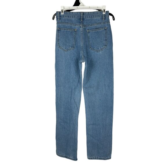 Shein Womens Size XS Blue High-Waisted Straight-Leg Denim Jeans - Picture 2 of 3